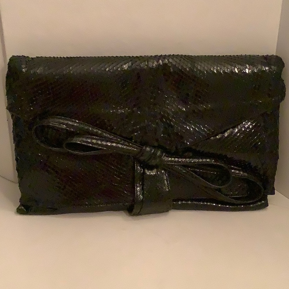 Valentino Python Clutch/Shoulder large bag. Python on inner flap. Bow detail